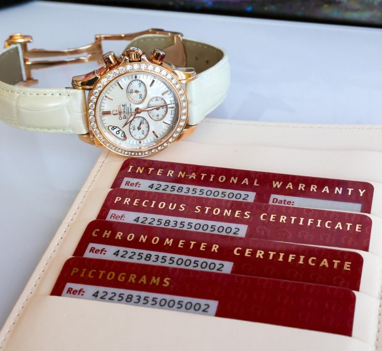 Omega De Ville Co-axial 18k Red Gold Diamond Bezel Mop Dial 422 58 35 50 05 002 35mm Full Set