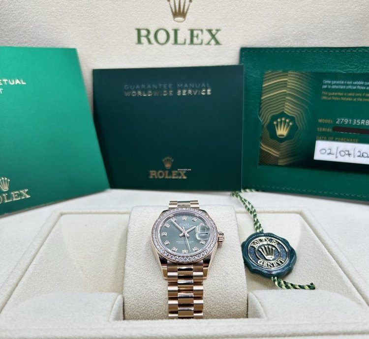Rolex Lady-datejust Presidential Olive Diamond 279135rbr New Full Set July 2024