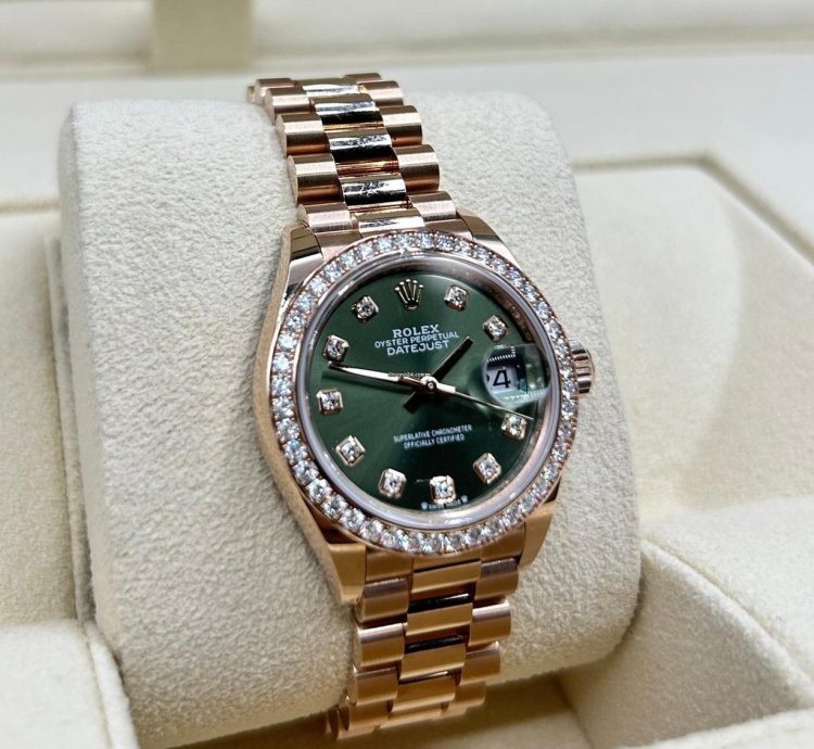 Rolex Lady-datejust Presidential Olive Diamond 279135rbr New Full Set July 2024
