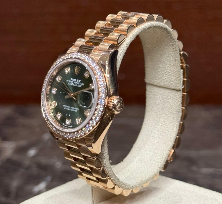 Rolex Lady-datejust Rose President Green Diamonds New Ref 279135rbr