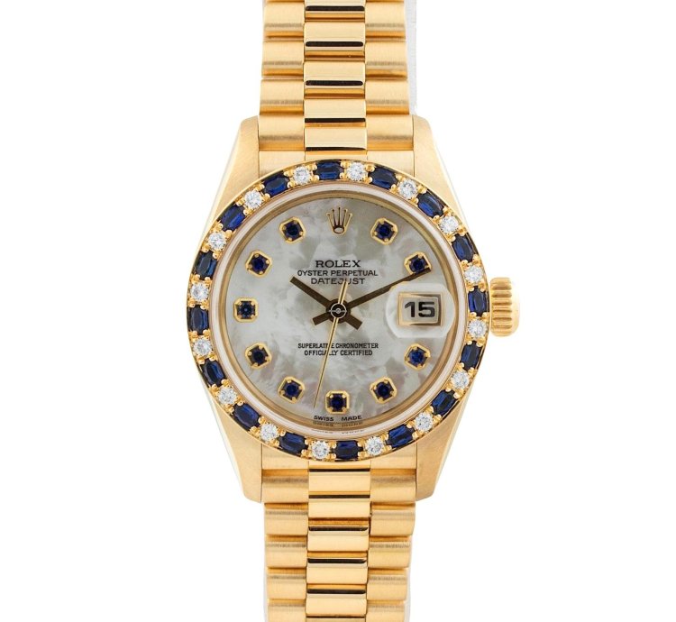 Rolex Lady-president 26mm Sapphire Diamond Bezel Mop Dial Mint Box Papers
