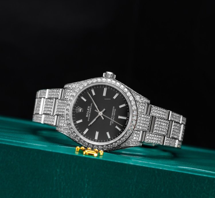 Rolex Oyster Perpetual 31 Full Iced Black Dial