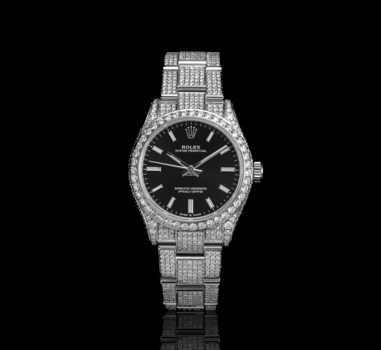 Rolex Oyster Perpetual 31 Full Iced Black Dial