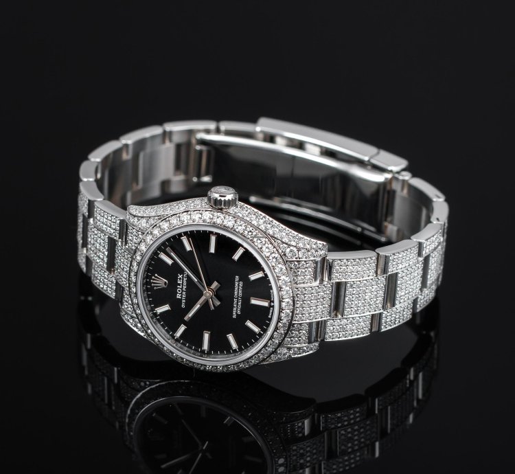 Rolex Oyster Perpetual 31 Full Iced Black Dial