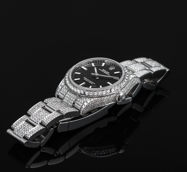 Rolex Oyster Perpetual 31 Full Iced Black Dial