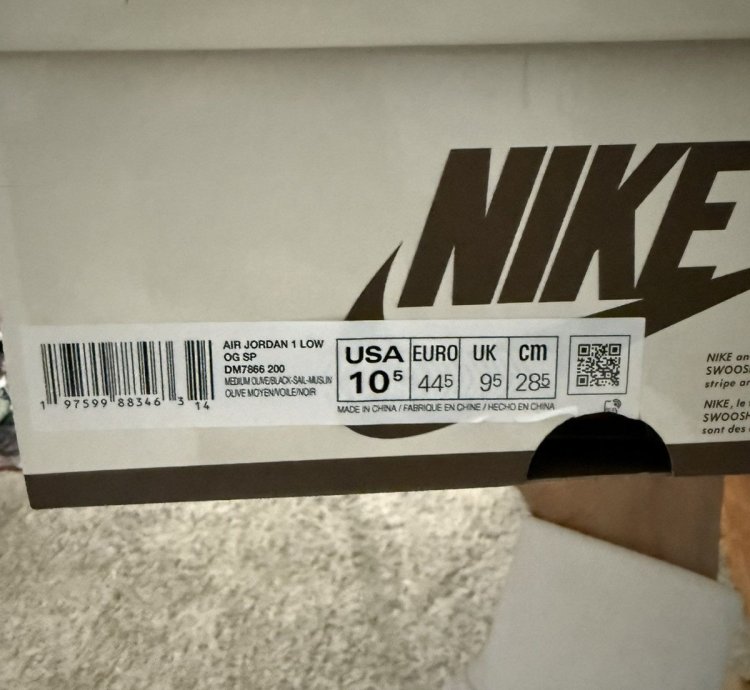 Travis Jordan 1 Low Reverse Olive