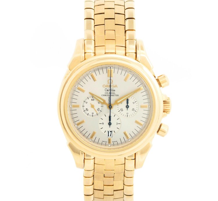 Omega De Ville Co-axial Men Yellow Gold Co-axial Chronograph Men Watch 4141 30 00