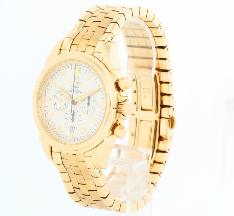 Omega De Ville Co-axial Men Yellow Gold Co-axial Chronograph Men Watch 4141 30 00