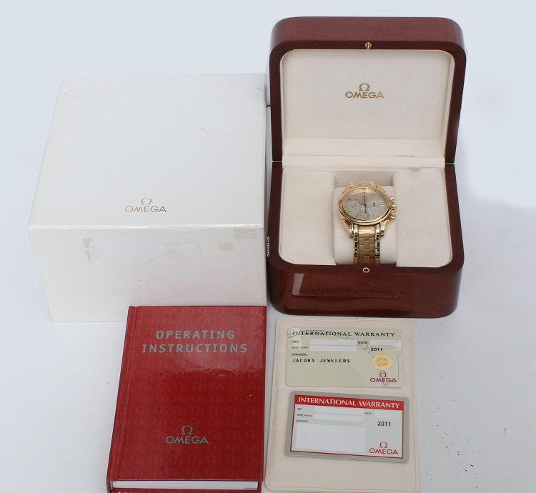 Omega De Ville Co-axial Men Yellow Gold Co-axial Chronograph Men Watch 4141 30 00