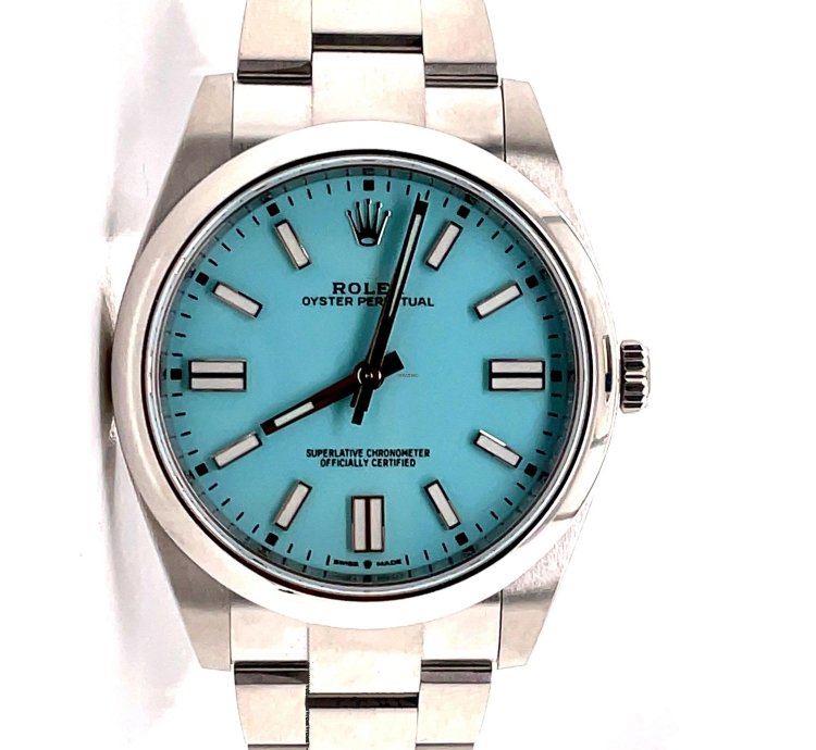 Rolex Oyster Perpetual 41 124300 41mm Factory Tiffany Coloured Blue Dial Steel Watch Unworn