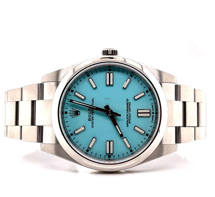 Rolex Oyster Perpetual 41 124300 41mm Factory Tiffany Coloured Blue Dial Steel Watch Unworn