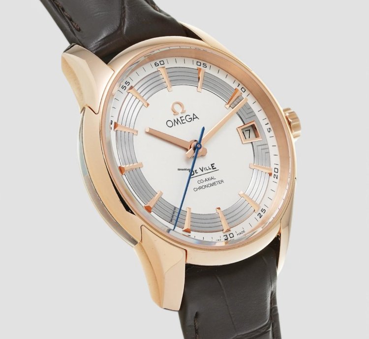 Omega De Ville Hour Vision Automatic Men 18kt Rose Gold Watch