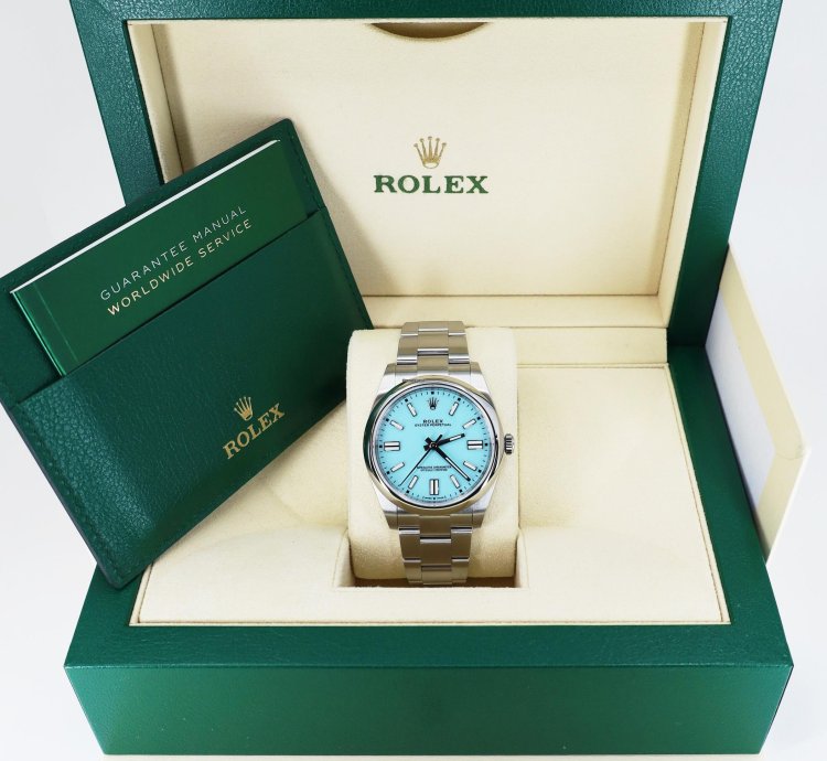 Rolex Oyster Perpetual 41 41mm Stainless Steel Turquoise Tiffany Dial 124300