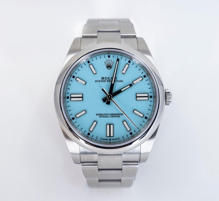 Rolex Oyster Perpetual 41 41mm Stainless Steel Turquoise Tiffany Dial 124300