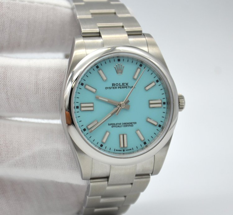 Rolex Oyster Perpetual 41 41mm Tiffany Turquoise Blue Index Dial