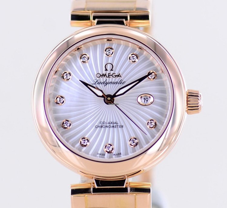 Omega De Ville Ladymatic 18k Ros Gold Co-axial Diamond Supernova Dial Mop Luxus