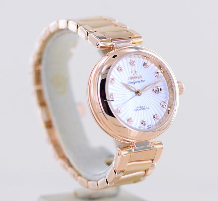 Omega De Ville Ladymatic 18k Ros Gold Co-axial Diamond Supernova Dial Mop Luxus