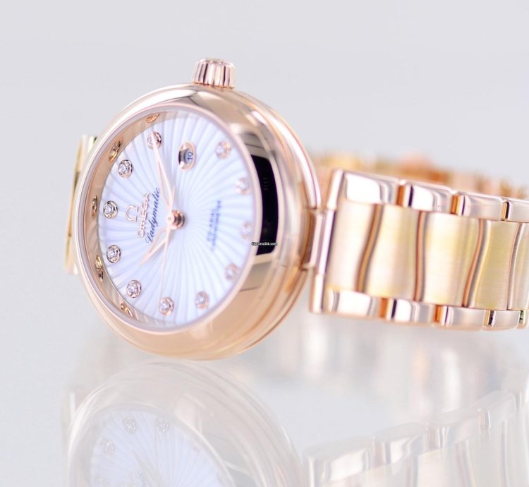 Omega De Ville Ladymatic 18k Ros Gold Co-axial Diamond Supernova Dial Mop Luxus