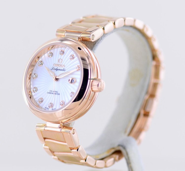 Omega De Ville Ladymatic 18k Ros Gold Co-axial Diamond Supernova Dial Mop Luxus