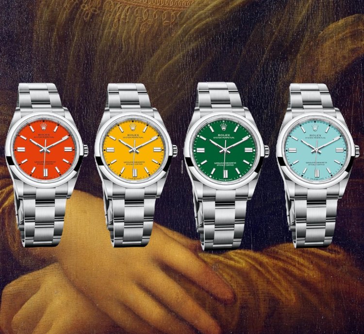 Rolex Oyster Perpetual 41 Collezione Completa Yellow Coral Green Tiffany 124300
