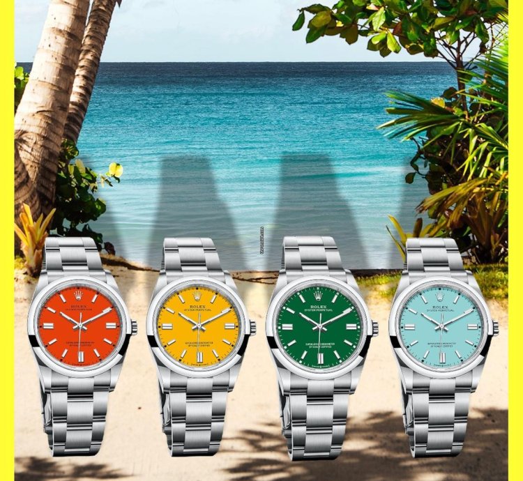 Rolex Oyster Perpetual 41 Collezione Completa Yellow Coral Green Tiffany 124300