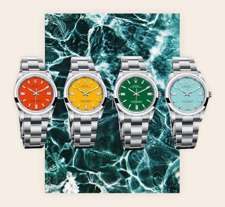 Rolex Oyster Perpetual 41 Collezione Completa Yellow Coral Green Tiffany 124300