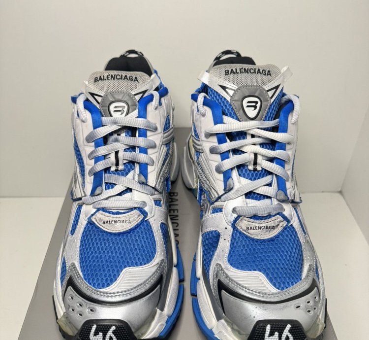 Balenciaga Blue Grey Runner Sneakers Size 46 Eu 12 Us