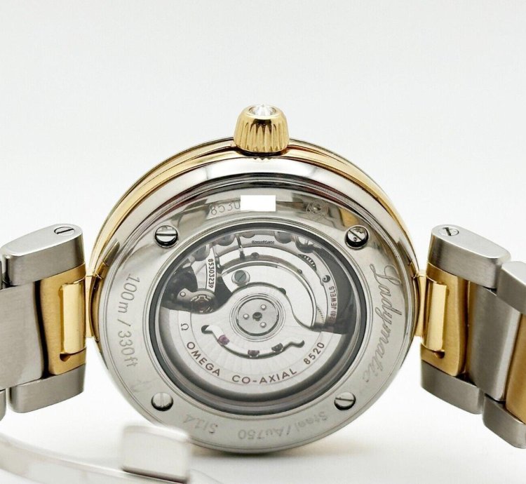 Omega De Ville Ladymatic 425 25 34 20 55 002 Mop Diamonds 18k Yellow Gold Steel