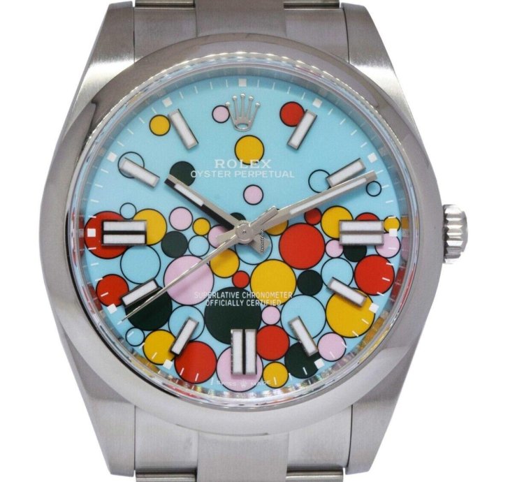 Rolex Oyster Perpetual 41 Steel Celebration Dial Mens Watch New 23 124300