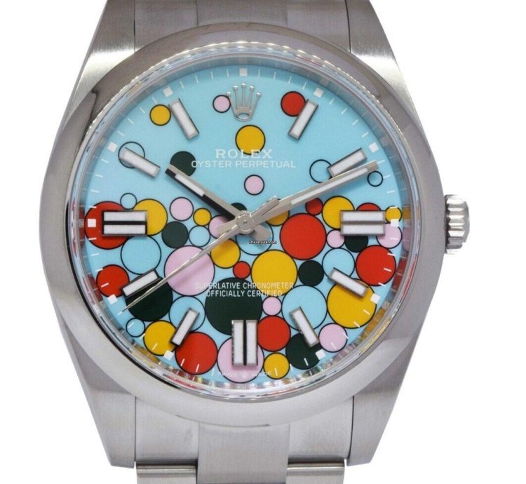 Rolex Oyster Perpetual 41 Steel Celebration Dial Mens Watch New 23 124300