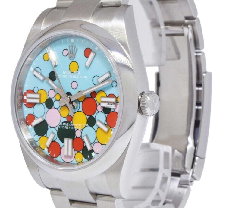 Rolex Oyster Perpetual 41 Steel Celebration Dial Mens Watch New 23 124300
