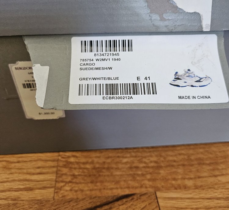 Balenciaga Cargo Sneakers Size 41 Grey White Blue