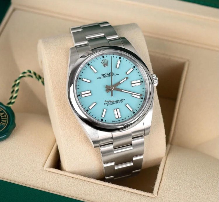 Rolex Oyster Perpetual 41 Turquoise Blue Dial 124300 Oyster Bracelet In Stock