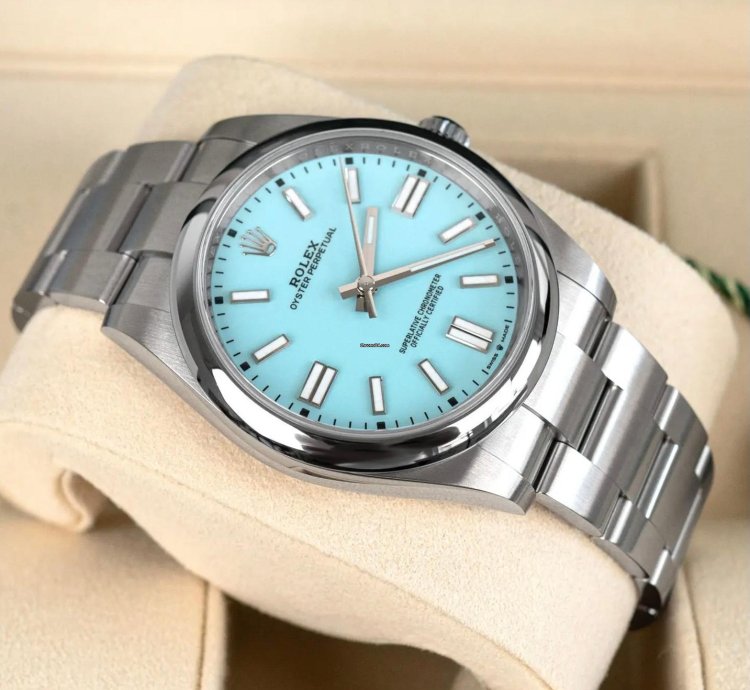 Rolex Oyster Perpetual 41 Turquoise Blue Dial 124300 Oyster Bracelet In Stock