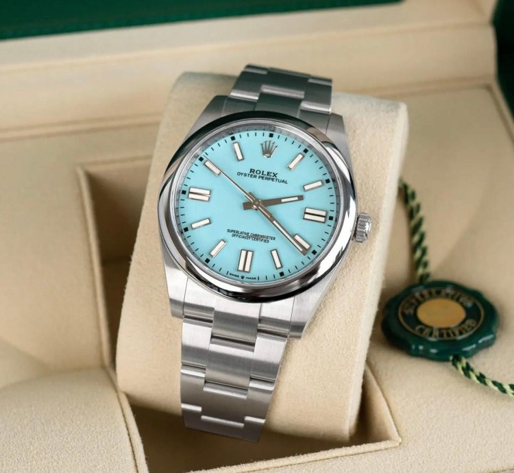 Rolex Oyster Perpetual 41 Turquoise Blue Dial 124300 Oyster Bracelet In Stock
