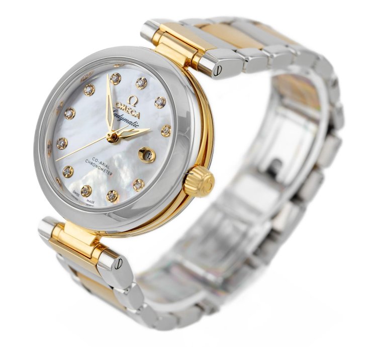 Omega De Ville Ladymatic Mop Pearl Dial Steel Yellow Gold 18k Ref 425 20 34 20 55 003 Full Set