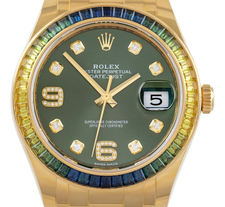 Rolex Pearlmaster Datejust 39 Yellow Gold 18k Baguette Diamonds Ref 86348sablv Full Set Unworn
