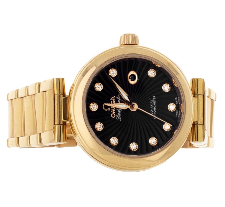 Omega De Ville Ladymatic Rose Gold Black Dial 34mm 425 60 34 20 51 001 Full Set