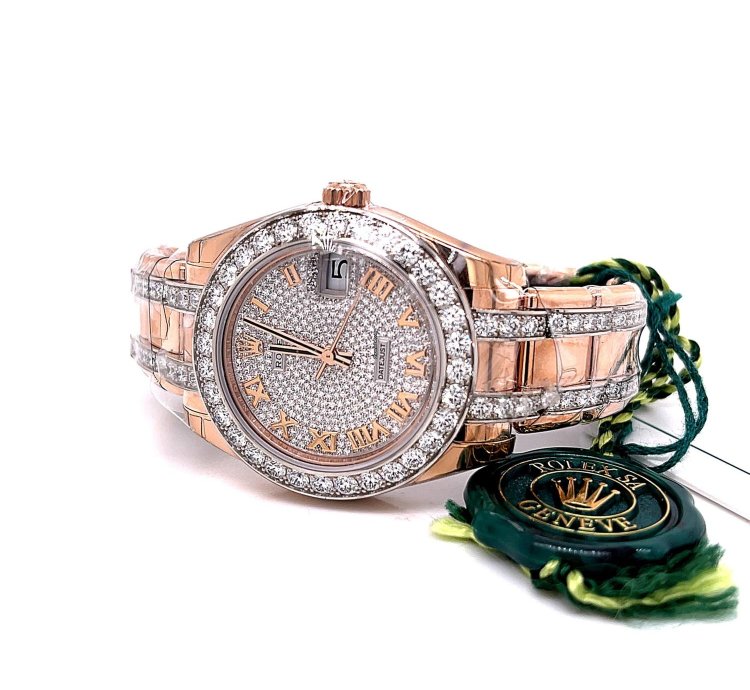 Rolex Pearlmaster Datejust Pearlmaster 34mm Everose Pave Dial Diamond Bracelet