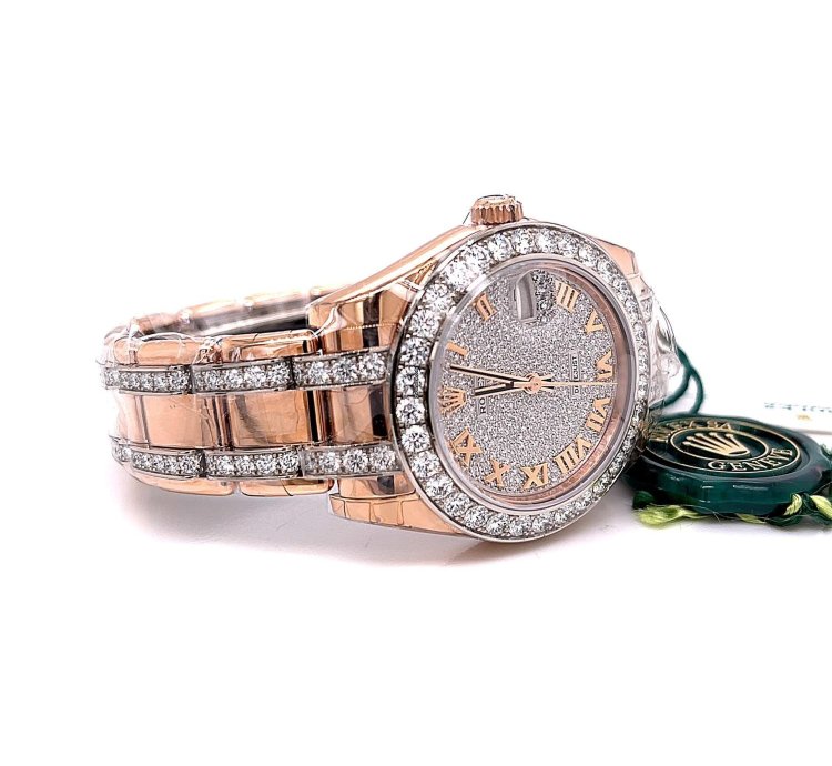 Rolex Pearlmaster Datejust Pearlmaster 34mm Everose Pave Dial Diamond Bracelet