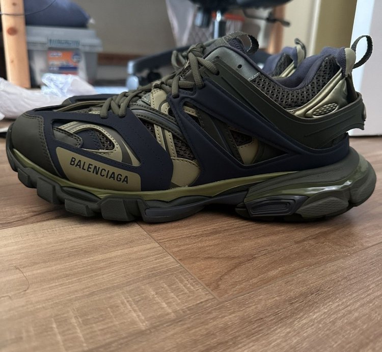 Balenciaga Green And Navy Track Runners