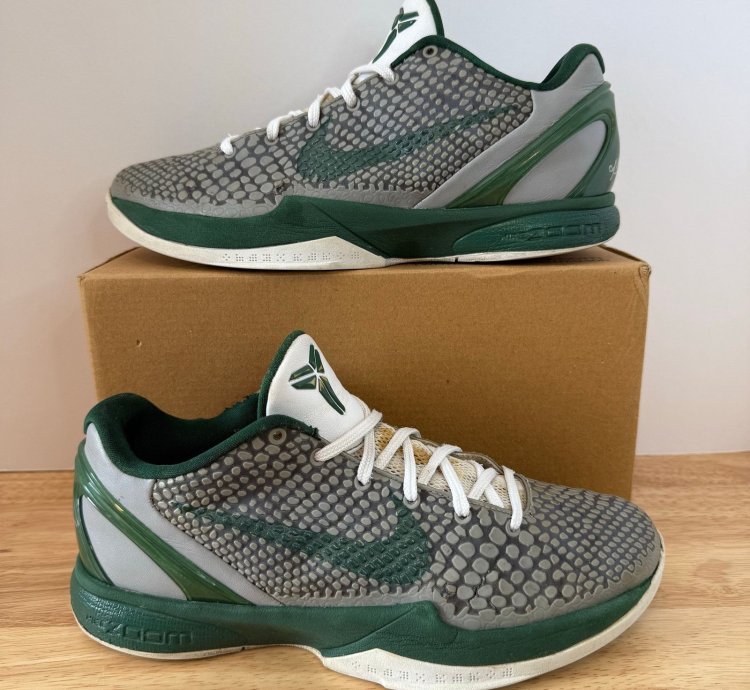 Nike Zoom Kobe 6 Medium Grey Gorgegreen Men Size 8