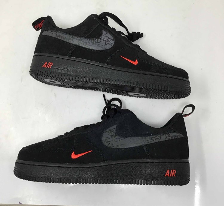 Air Force 1 07 Lv8 Reflective Swoosh - Black Crimson