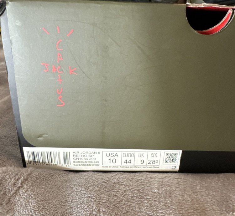 Travis Scott Jordan 6 Olive Color-way