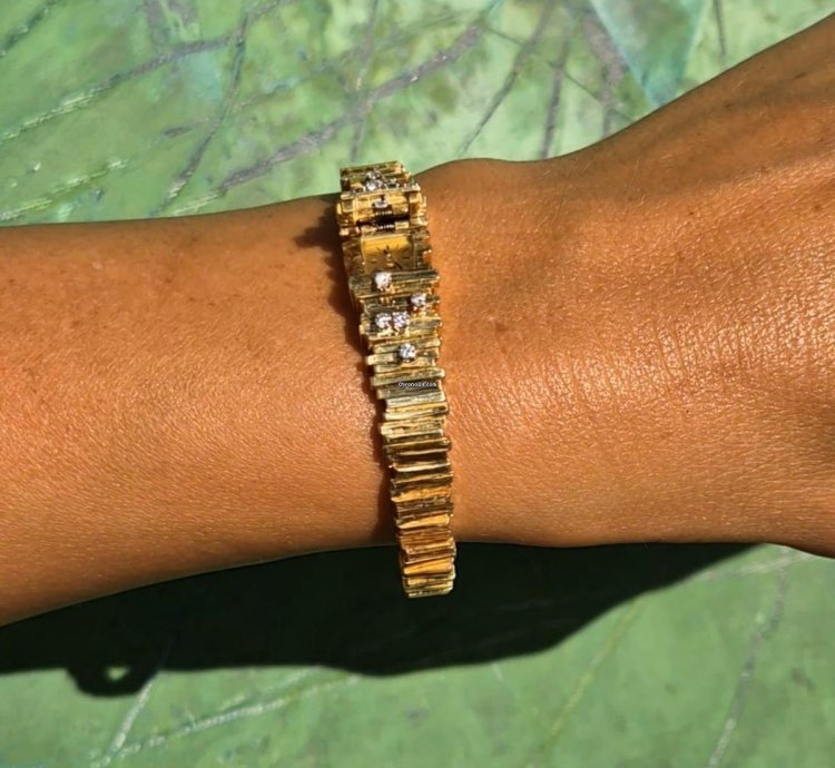 Omega Diamond-matchstick Secret Hidden Bracelet Duoplan Gilbert Albert For Ladies