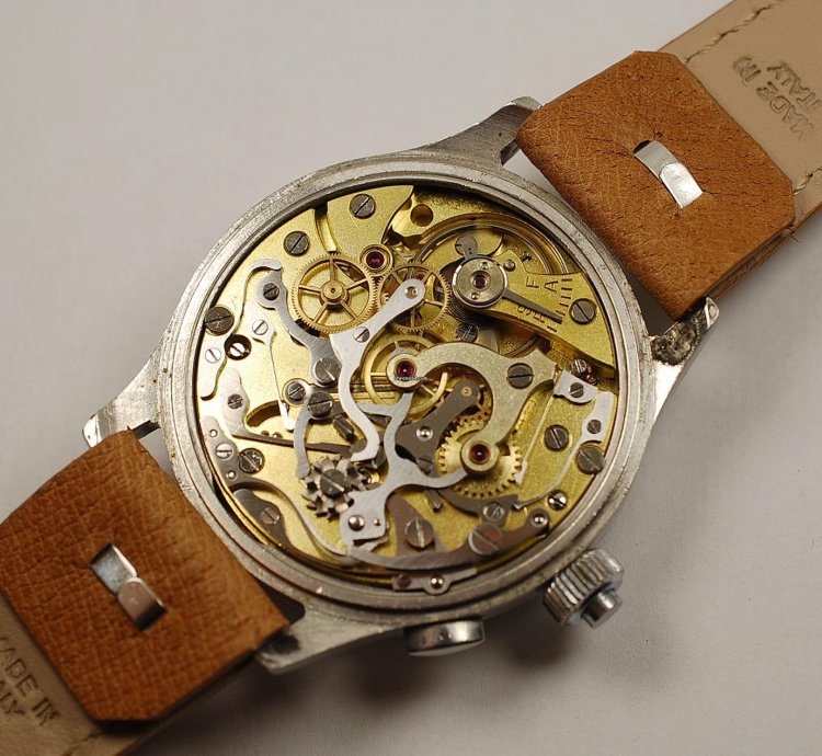 Omega Hausmann Staybrite Chronograph With Crown Return From 30s 40s Original Dial - Cronografo