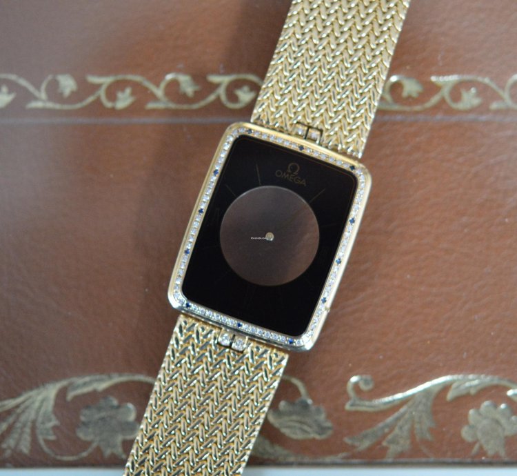 Omega La Magique Scarface The Phantom 18k Yellow Gold Diamond Blue Sapphire Bezel