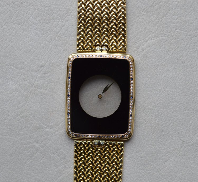 Omega La Magique Scarface The Phantom 18k Yellow Gold Diamond Blue Sapphire Bezel