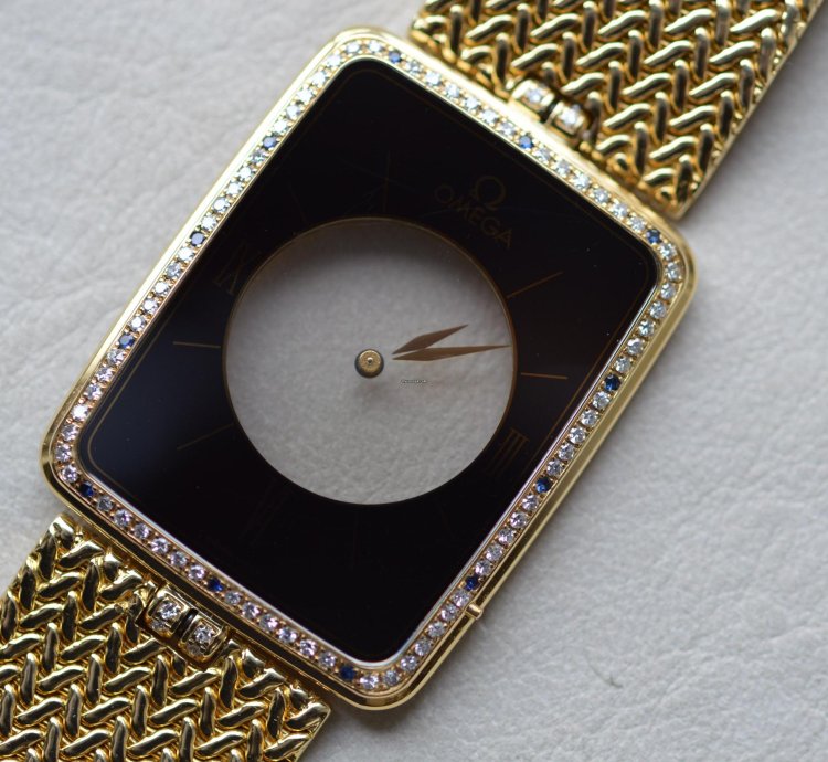 Omega La Magique Scarface The Phantom 18k Yellow Gold Diamond Blue Sapphire Bezel