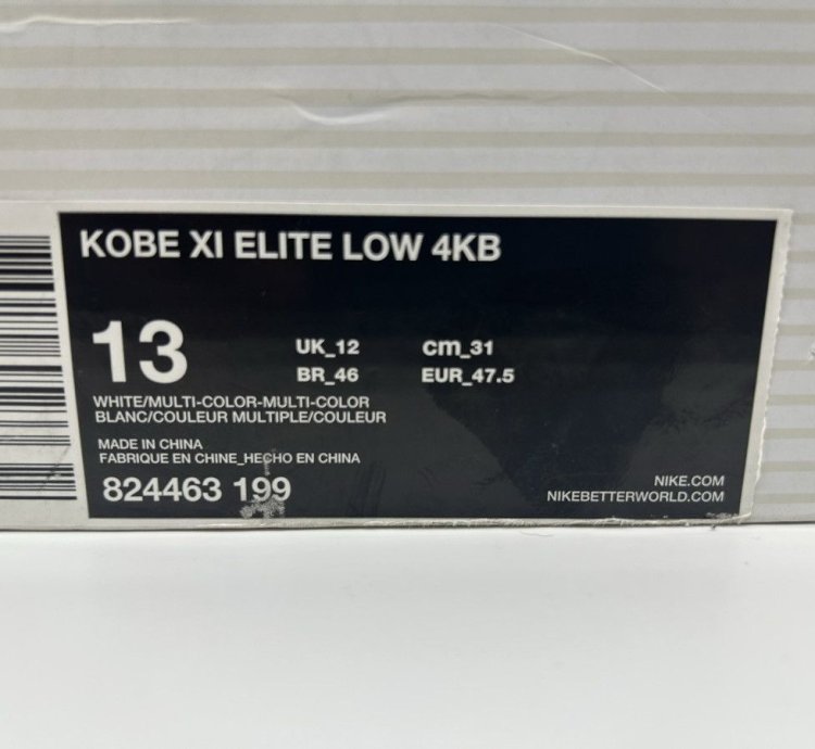 Size 13- Nike Kobe 11 Elite Low 4kb White Horse 2016